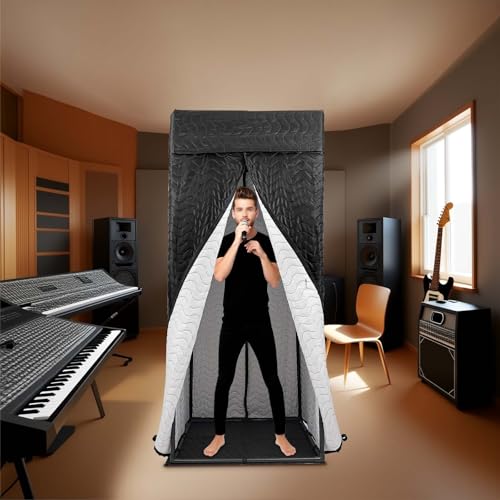 Portable Vocal Booth - Studio Grade Echo-Free Recording Booth for Voiceover, Podcast & Singing, Home Studio/Sound Isolation Booth & Travel Bag, Black