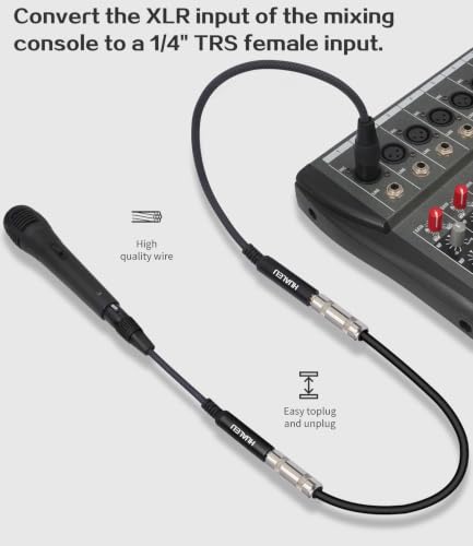 1Ft 1/4 6.35 TRS Female to 3Pin XLR Male Balance Adapter-2Pack Black - color: 1/4 F to XLR M/Black