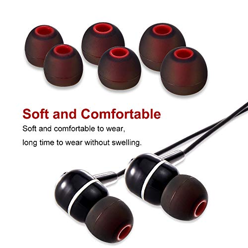 Earbud Tips High Quality Soft Silicone Earbuds Replacement Tips Fit for in-Ear Headphones(inner hole from 3.8mm - 4.2mm earphones)9 Pairs S/M/L,Black/Red - color: Black/Red
