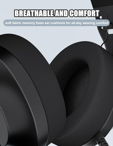 WIRWTRU S30 Gaming Headset with Microphone, Lightweight Design Wired Gaming Headphones