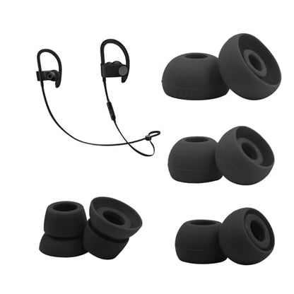 hopopwer Replacement Silicone Earbuds Tips for Powerbeats 3 Powerbeats 2, 4 Pairs Earbuds Silicone Ear Tips Set - Small, Medium, Large and Double Flange (Black) - color: Black without Pen