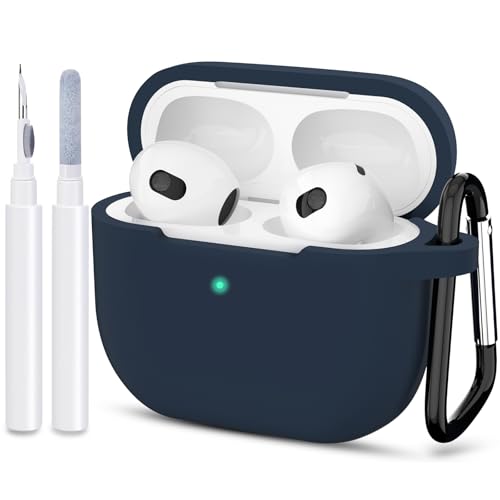 Compatible with AirPods 3 Case, Protective Silicone Cover for AirPods 3rd Generation Case 2021, Wireless Charging - Dark Blue - color: A-Dark Blue