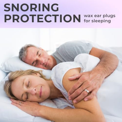 Peace&Quiet PQ Wax Ear Plugs for Sleeping, Swimming - 15 Soft Noise Cancelling Silicone Gel Wax Earplugs for Sleep and Swimmers, Ear Protection with Sound Blocking Level of 32 Db, Lavender - color: Lavender