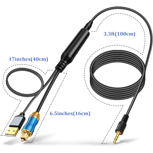 192KHz DAC SPDIF Optical to 3.5mm AUX Speaker Audio Converter | Signal Only from TV Optical to AUX Speaker, Must Be Powered by Its USB Cable, TV Audio Output Format Must Set to PCM Stereo - color: Blue