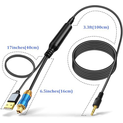 192KHz DAC SPDIF Optical to 3.5mm AUX Speaker Audio Converter | Signal Only from TV Optical to AUX Speaker, Must Be Powered by Its USB Cable, TV Audio Output Format Must Set to PCM Stereo - color: Blue