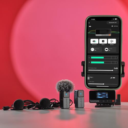 Saramonic Air Wireless Microphone for iPhone/Camera/Android, 11g Ultralight, 48kHz/24-bit,120dB Max SPL, 2 Lavalier Microphones, 300m Range, Noise Cancelling, Vlog, Streaming - color: Combo (USB C+Lightning RX+Lavalier Microphone)
