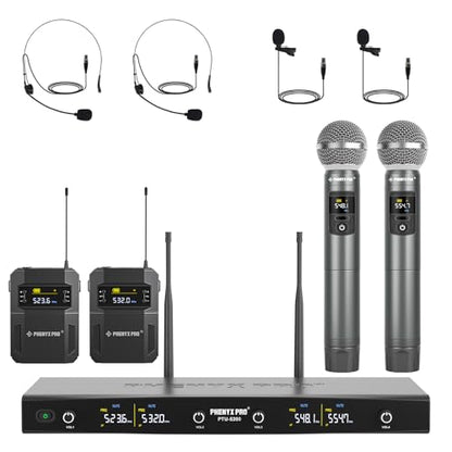 Phenyx Pro 4-Ch UHF Handheld/Bodypack Wireless Microphones PTU-5200-2H2B