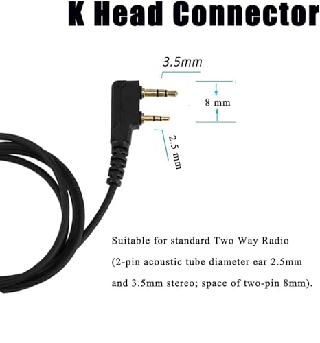 SAMCOM Transparent Clear Air Tube Wire Walkie Talkie Earpiece Headset | Hands-Free Comfortable Surveillance Ear Piece with Mic Microphone 2 Pin K plug for FPCN30A/FPCN10A Radios - size: Clear Tube Earpiece