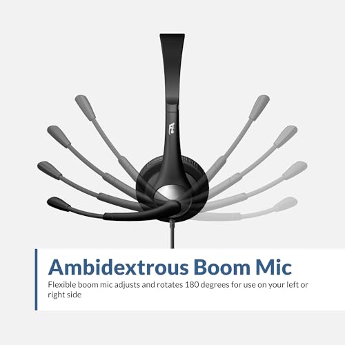 Cyber Acoustics AC-204 Stereo Headset with Ambidextrous Boom Mic | Great for VoIP and Gaming, Leatherette Earpads, Includes Y-Adapter, PC and Mac Compatible - style: Stereo Headset