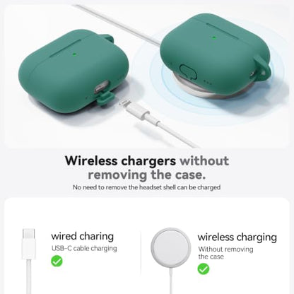 Ljusmicker for AirPods Pro 3 Case 2025 with Cleaner Kit,Pine Green | Soft Silicone Protective Cover for Apple AirPod Pro 3rd Generation Case with Keychain for Women Men,Shockproof - color: B-Pine Green