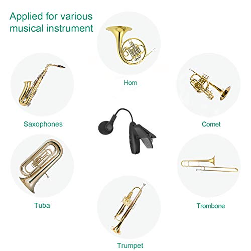 Wireless Microphone UHF Clip Condenser Mic Horn Trumpet Sax Cello | Instrument microphone,horns,trumpet,saxophone,computer,phone,speakers,voice amplifier 131ft range,1/8 and 1/4'' port