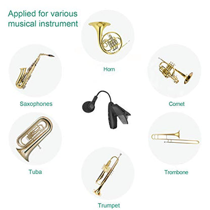 Wireless Microphone UHF Clip Condenser Mic Horn Trumpet Sax Cello | Instrument microphone,horns,trumpet,saxophone,computer,phone,speakers,voice amplifier 131ft range,1/8 and 1/4'' port