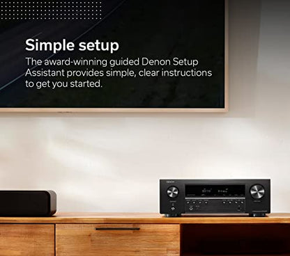 Denon AVR-S570BT 5.2 Channel AV Receiver - 8K Ultra HD Audio & Video | Enhanced Gaming Experience, Wireless Streaming via Built-In Bluetooth, (4) 8K HDMI Inputs, Supports eARC, HD Setup Assistant - style: AVR-S570BT