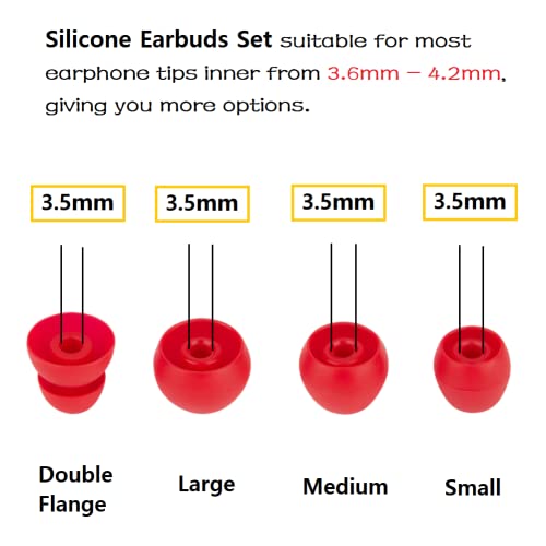 Replacement Silicone Ear Tips Earbuds Buds Set 4 Pairs Compatible with Beats Flex、Compatible with Prowerbeats pro, Red - color: color4