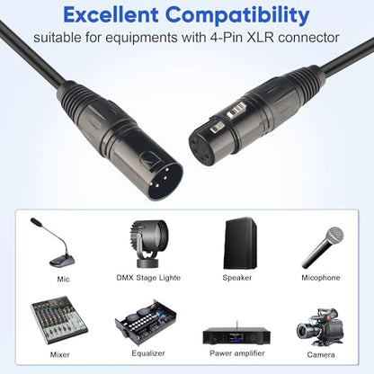 4 Pin XLR Splitter Cable,4 Pin XLR Extension Cable for Microphone | 1 Male to 2 Female XLR 4 Pin Patch Y Cable, Balanced Microphone Splitter Cord, 4 Pin XLR Audio Adapter Power Cable