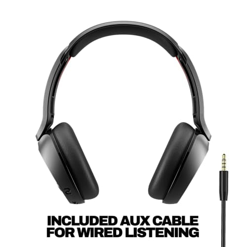 Skullcandy Icon 180 Wireless On-Ear Bluetooth Headphones - True Black | 50 Hours Battery, Lightweight and Travel Ready, Secure Fit, Sweat and Water Resistant, Microphone iPhone Android, Foldable - color: True Black