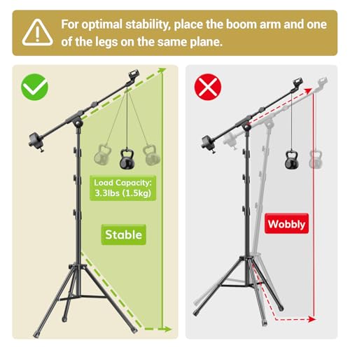 TONOR Microphone Stand with Tablet Holder, Tripod Boom Arm for Floor, Adjustable Height and Angle, Stand with Carrying Bag, Pad Clamp, Max 190 cm/74.8inch, High Compatibility, Cup Tray, T35+ - style: Mic Stand with Tray