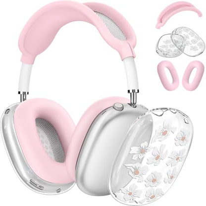 for Apple AirPods Max,Clear Flower Soft TPU Case for Women Girly,Lily | Ear Pad Case Cover/Ear Cups Cover/Headband Cover for AirPods Max Headphones (2024/2020)Transparent AirPod Max (USB-C) - color: Lily