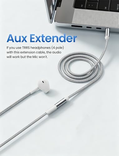 3.5mm Headphone Extension Cable 30FT, Male to Female TRS Stereo Cord | 1/8 Stereo Jack Cable Extender,24K Gold-Plated, Dual Shielding, Nylon Braided for Smartphones, Tablets, Media Player - size: 30FT