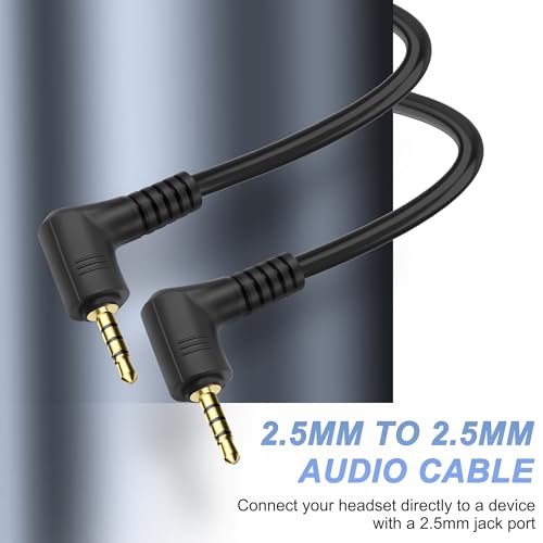 MEIRIYFA 2.5mm TRRS Male to Male Audio Extension Cable 90 Degree Angle | 2.5mm TRRS Stereo Audio Plug Adapter Cable for Smartphone, Headphone, MP3 Player, Recorder, Camera (2PCS, 1.8M) (TRRS)