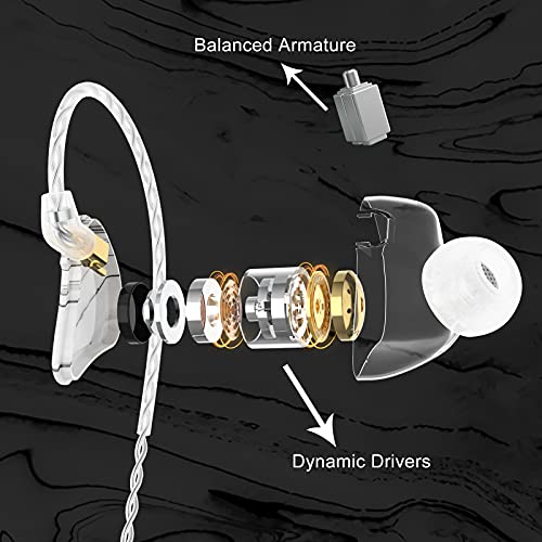 BASN MMCX in Ear Monitor,2DD+1BA Triple Driver Drummer IEM(Porcelain White) - color: Porcelain White