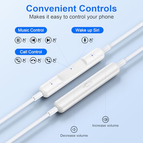 Wired Earbuds USB C Ear Buds Wired Headphones for iPhone 17e 17 Pro Max 17 | 17Pro 16 Pro Max 16 Plus 16Pro 16e 15Pro Max/Plus/Pro 15, 2 Pack USBC in-Ear Earphones with Microphone for Samsung S26 S25