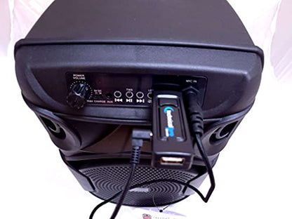 Technical Pro 8 Inch Portable 800 W Bluetooth Speaker W/Woofer & Tweeter | Festival PA LED, Bluetooth/USB Card Inputs, with UHF Wireless Handheld Microphone w/USB Powered Receiver - style: Speaker with Wireless Mic