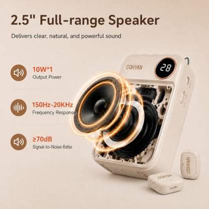 Voice Amplifier for Teachers with Dual Magnetic Wireless Lavalier Microphones & Noise Reduction - Bluetooth Portable Rechargeable Speaker for Classroom, Meetings, Yoga, Speeches