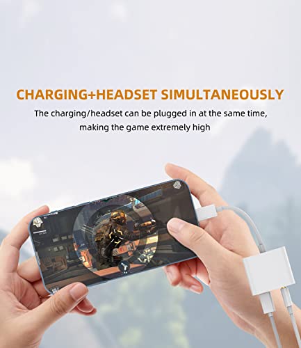 Lightning to 3.5mm Splitter(3Pack)Iphone AUX Adapter for Headphone Jack Cable Dongle Apple MFI Certified Charger Cord Audio Music Earphone Power Adaptador Para for 14 13 12 11 Pro Max Mini X 7 8 Plus