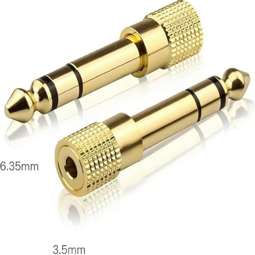 Stereo Headphone Adapter, Gold Plated 6.35mm (1/4) Male to 3.5mm (1/8) Female Audio Jack Plug for Guitar, AMP, Mixer, Speakers - 2 Pack