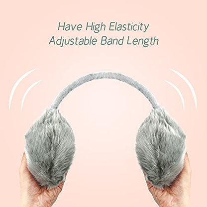 POXIMI Women Winter Earmuffs Girl Ski Adjustable Ear Covers for Kid Cute Bow Ear Warmer Outdoor Earmuff Fleece Lining - color: B-grey