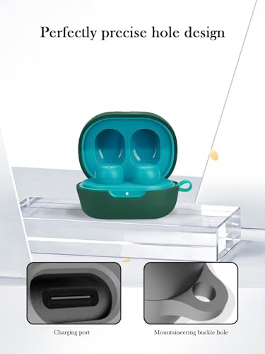 Silicone Case Compatible with JLab JBuds Mini True Wireless Earbuds,Cleaning Kit and Lanyard Soft Protective Shockproof Cover for JLab JBuds Mini-Green - color: Green