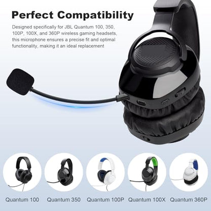 Toxaoii Replacement Microphone Compatible with JBL Quantum 100/350/100P/100X/360P Gaming Headset 2.5mm Detachable 100 Boom Microphone Piece Noise Cancelling with Foam for PC, Xbox One, PS4, PS5