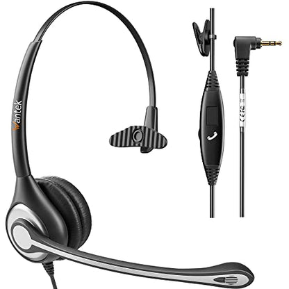 Phone Headset with Microphone Noise Cancelling & Volume Controls, 2.5mm Telephone Headset Compatible with Polycom Panasonic AT&T Vtech Uniden Office Cordless Phones, Clear Chat, Ultra Comfort,Single - size: 60-monaural