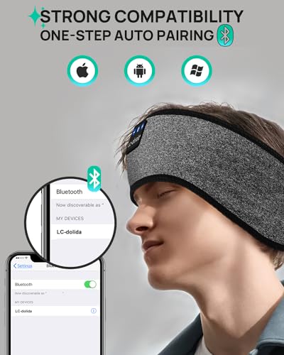 LC-dolida Sleep Headphones Bluetooth Headband, Wireless Headband with HD Speakers, Headphones Wireless for Side Sleepers, Sport, Yoga, Travel, Gifts for Mom, Men, Women, Teens, Kids - color: Gray