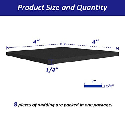 Foam Padding Sheets with Adhesive Backing - Self Stick Neoprene Insulation Foam,8PCS 1/4 Inch Thick X 4 Inch Long X 4 Inch Wide - Closed Cell Foam Sheet Square Pad - size: 4Inch x 4Inch x1/4Inch