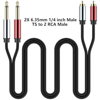 RCA to 1/4 Cable, Dual 1/4 inch TS to Dual RCA Stereo Audio Interconnect Cable, Gold Plated Heavy Duty 2X 6.35mm 1/4 inch Male TS to 2 RCA Male Adapter Cable (Style A, 20Feet) - size: 20Feet, style: style A