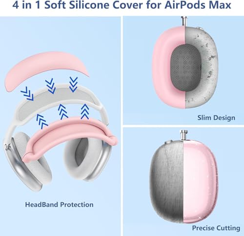 [4 in 1] Case Cover for AirPods Max 2/1 (2026/2024/2020) Ear Pad Case Cover/Headband Cover/Ear Cups Cover with Bling Star for Apple AirPods Max Headphones (Bling Light Pink Stars) - color: Shinning Pink Star