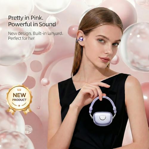 HJX Gen3 Open Ear Clip On Earbuds Headphones Over Ear for Running Workout, Wireless Ear Buds with 14mm Drivers Powerful Sound, IPX7 Waterproof, Bluetooth 6.0 Hi-Res, FlexiClip Design,Purple - color: Purple