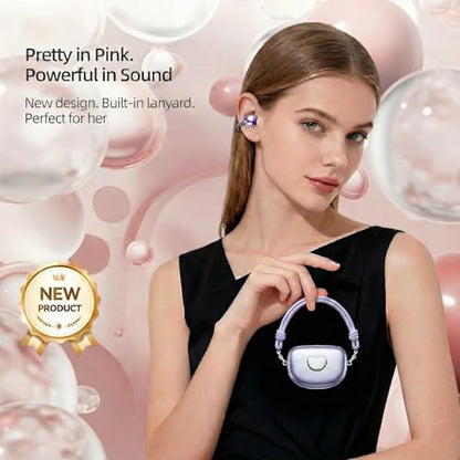 HJX Gen3 Open Ear Clip On Earbuds Headphones Over Ear for Running Workout, Wireless Ear Buds with 14mm Drivers Powerful Sound, IPX7 Waterproof, Bluetooth 6.0 Hi-Res, FlexiClip Design,Purple - color: Purple