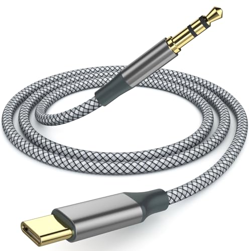 Henrety AUX to USB C Cable 3.3ft, USB C to 3.5mm Audio Aux Jack Cable for Car and Headphones - color: Grey, size: 3.3Ft