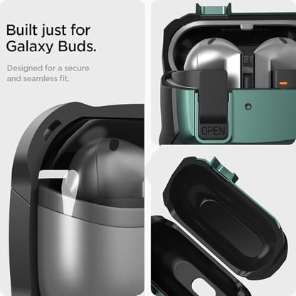 Galaxy Buds 3 Pro/3/3 FE Case Cover with Secure Lock Clip, Shockproof Samsung Galaxy Buds3/3 Pro 2024/3 FE 2025 Protective Hard Cover Shell with Carabiner&Cleaner kit for Men Women, Black/Green - color: Black/Green