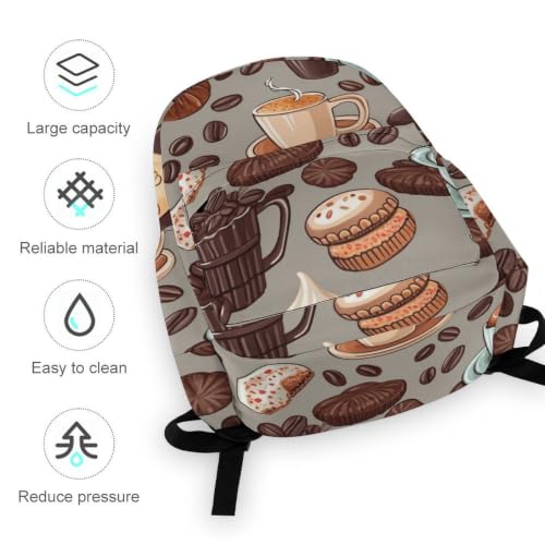 Travel Backpack for Women Men Carry On Backpack Coffee Collection Laptop Bag Lightweight Casual Daypack - color: Coffee and Sweets Sugar Chocolate