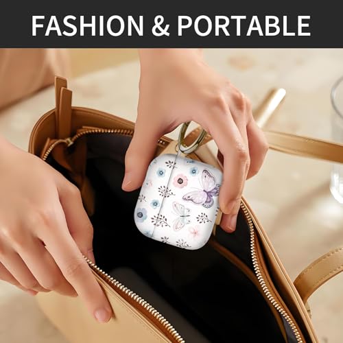 Compatible with AirPods 4th Generation Case 2024, Shockproof Cover with Golden Buckle for Women & Girls, Protective Anti-Drop Design(Cute Boho Butterfly) - color: Cute Boho Butterfly