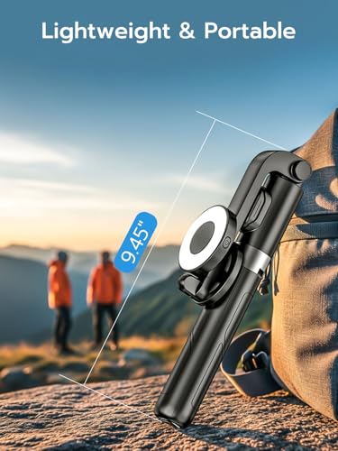 USKEYVISION 49'' Magnetic Selfie Stick Tripod with Light & Remote (SPT-02) | 360° Rotatable Magnetic Tripod with Ring Light for iPhone & Android, Content Creator Essentials for Tiktok Video Recording - size: 49" Magnetic Selfie Stick with Light