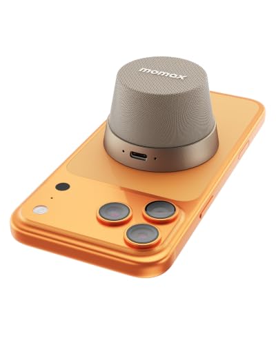 MOMAX Magnetic Portable Wireless Speaker, Enhanced Bass & Clear Sound | IPX6 Waterproof with Aluminum Alloy Design & 12H Playtime for Travel, Shower, Kitchen & More - color: Desert Gold
