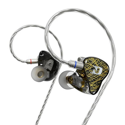 CCA ND 001 4BA+1DD in Ear Monitor, HiFi IEM Earphones, Deep Bass Wired Earphones with Tangle-Free Detachable Cable - color: Black, size: Without Mic