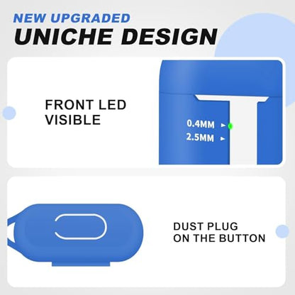 for AirPods Case Cover, Come with Clean Pen，Soft Silicone Protective Cover for Women Men Compatible with Apple AirPods 2nd 1st Generation Charging Case, Front LED Visible,Blue - color: Blue+pen