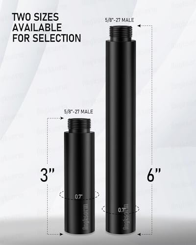 3 Inch Mic Stand Extension Tube KE26X, 5/8-27 Male to Female, 1 Pack | Short Boom Arm Height Riser for XLR Cable Clearance, Desk Base, Gooseneck Mount, Podcast and Studio Recording - size: 3-INCHS