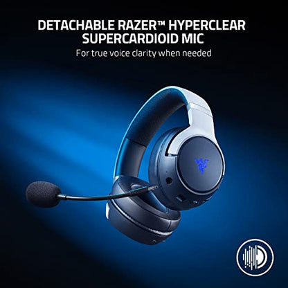 Razer Kaira Pro Dual Wireless Gaming Headset w/Haptics for PlayStation 5 / PS5, PC, Mobile, PS4: HyperSense - Triforce 50mm Drivers - Detachable Mic - 2.4GHz and Bluetooth w/SmartSwitch - RGB Chroma - color: White/Black, style: Kaira Pro